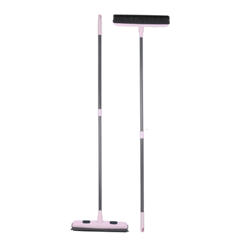 Pink Rubber Broom Bristle Cleaning Long Handle Brush