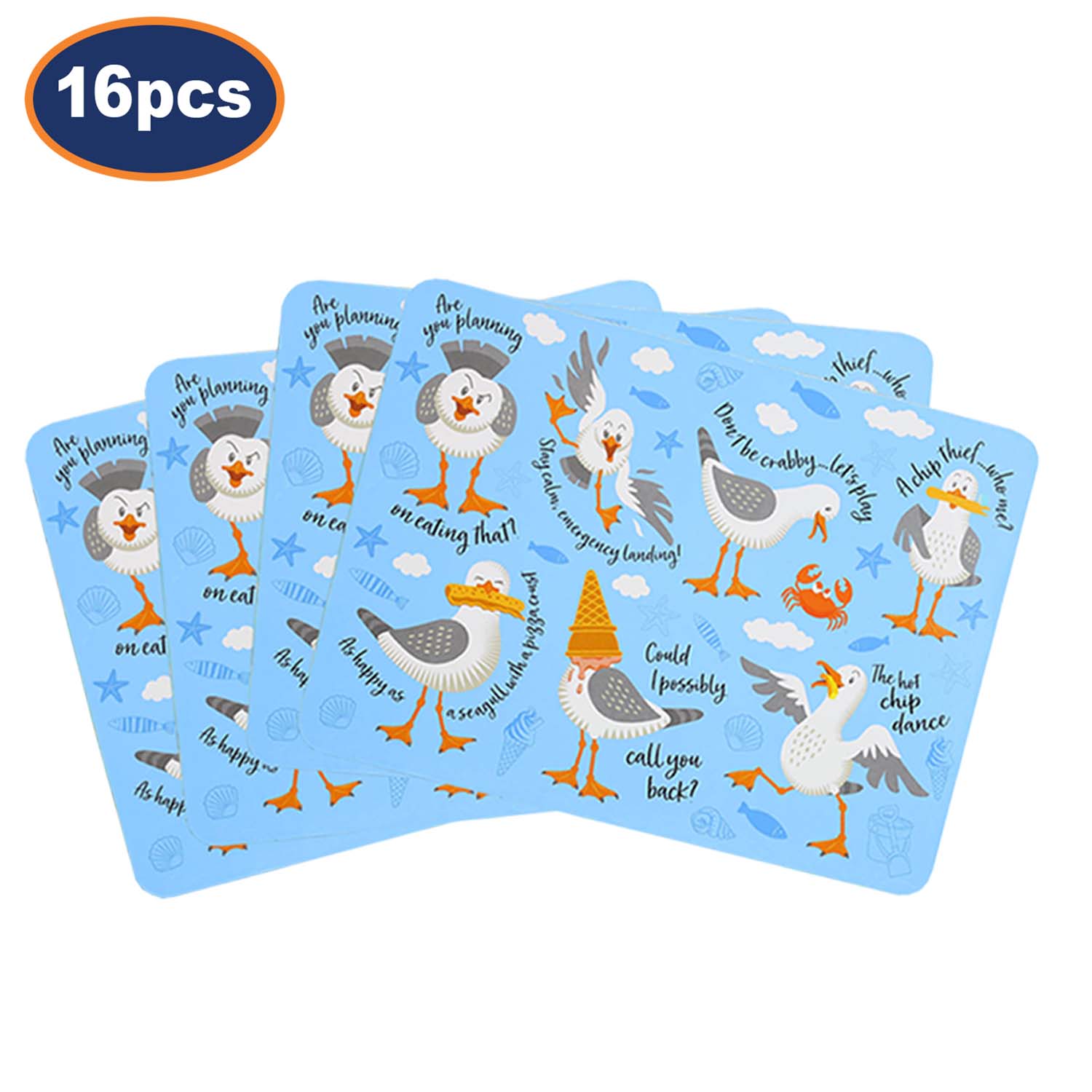 16Pcs Squawk The Seagull Rectangular Placemats