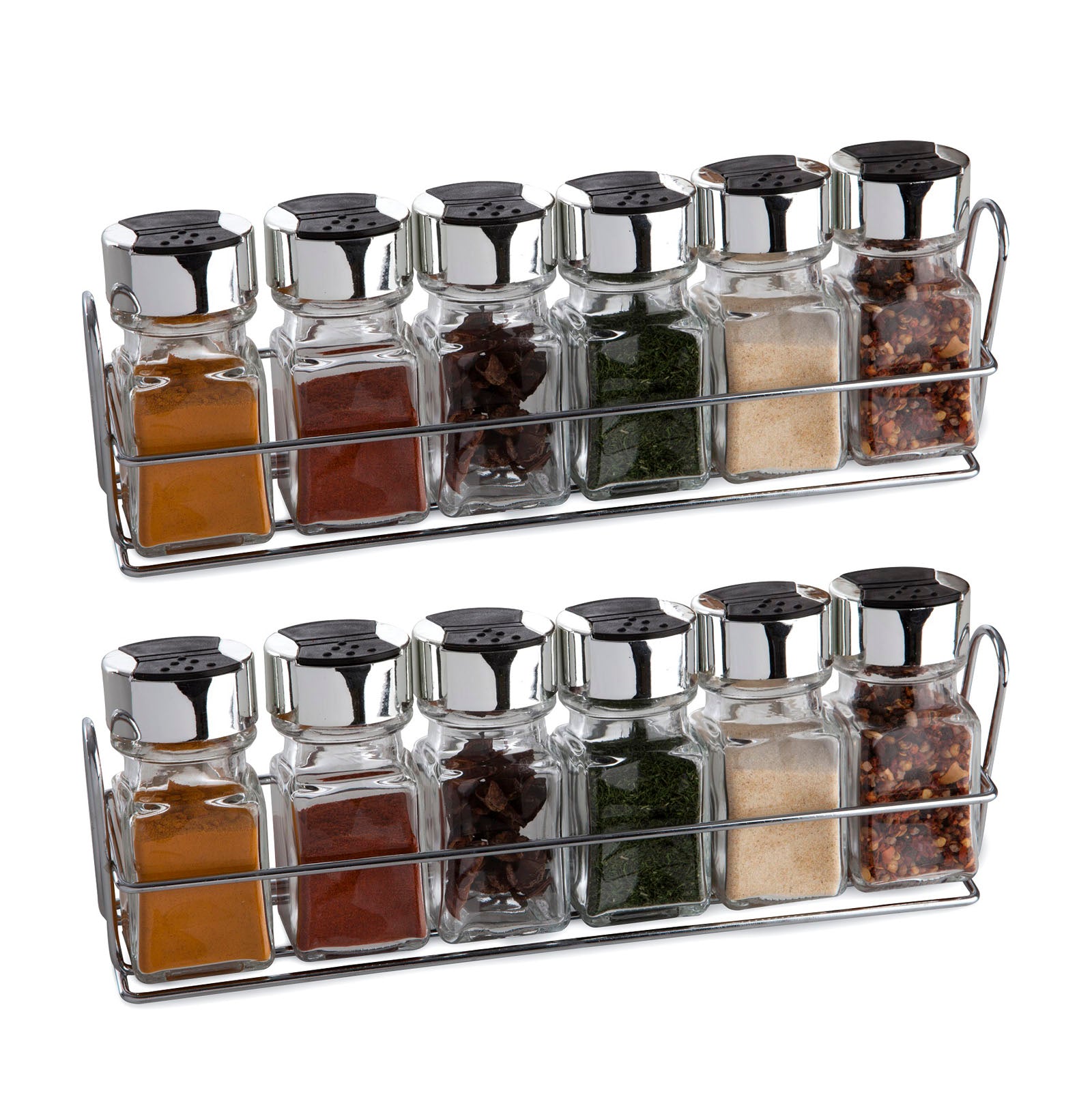 12pc Set of Clear Glass Herbs Spice Storage Jars