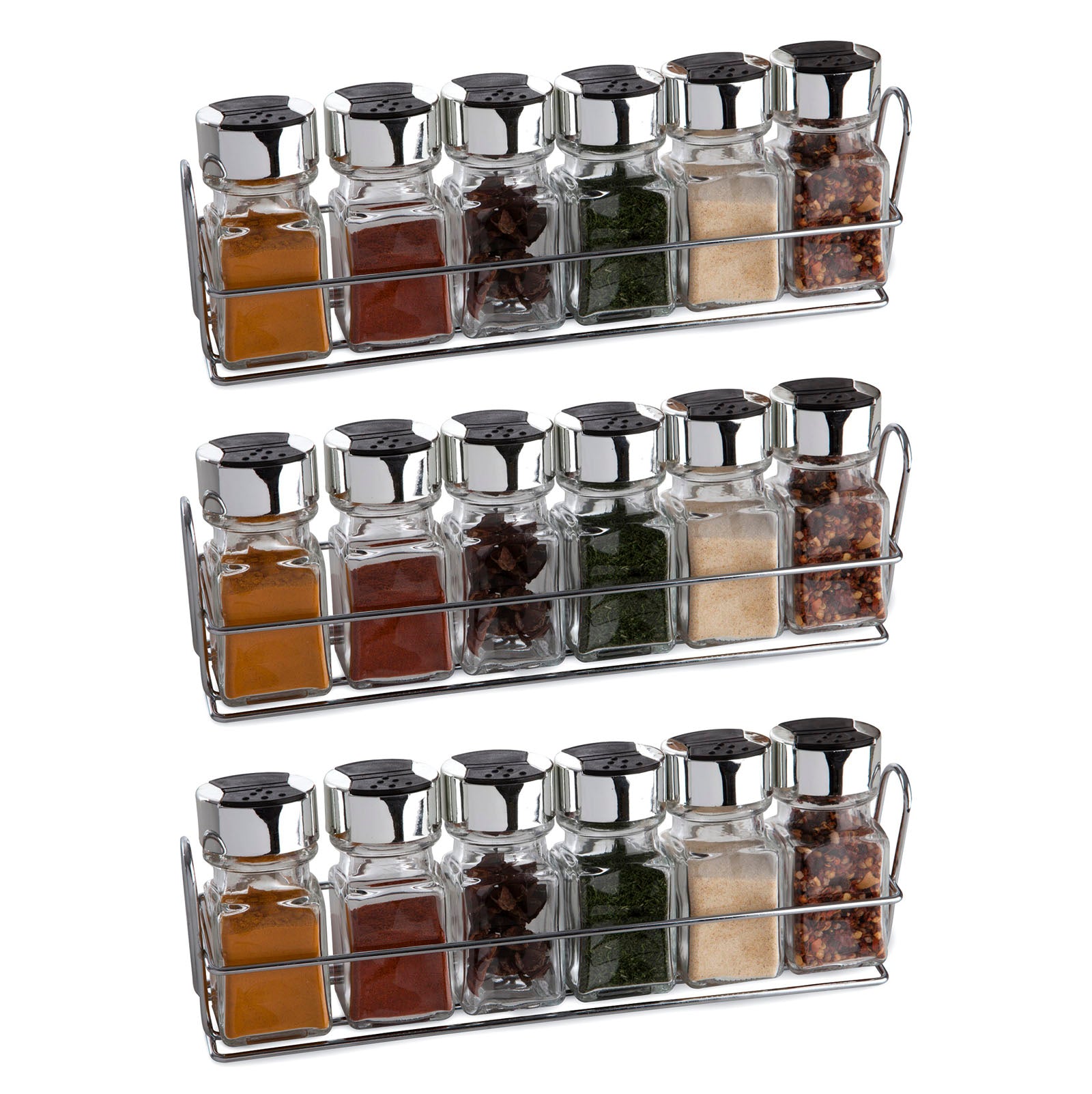 18pc Set of Clear Glass Herbs Spice Storage Jars