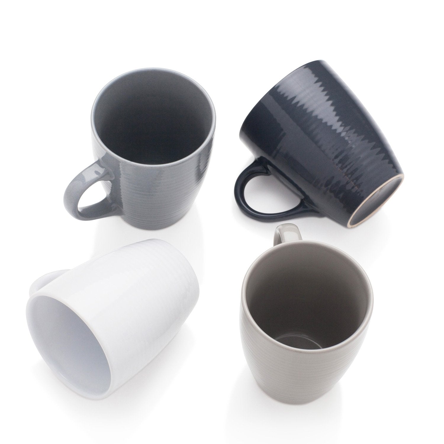4Pcs Grey Stoneware Coffee Mug Set