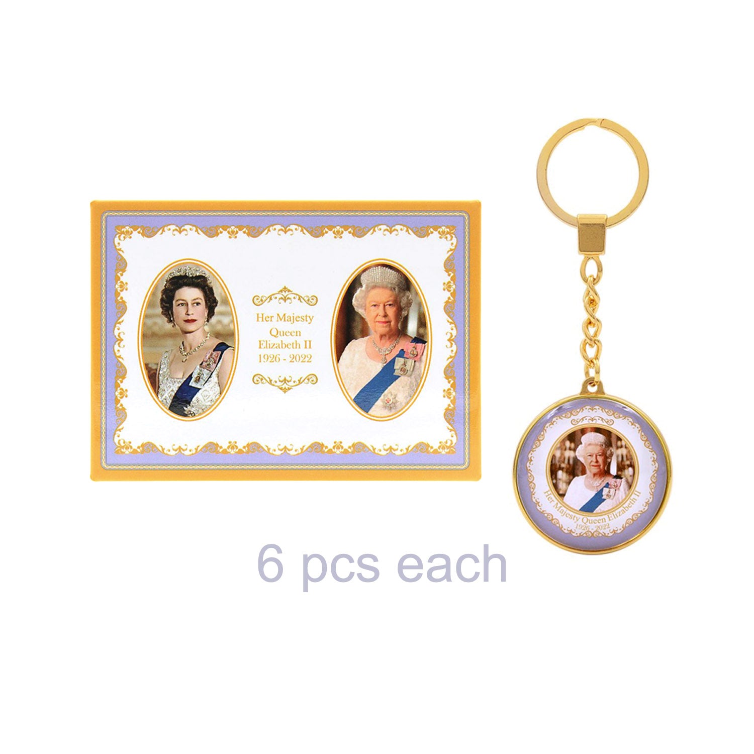 12-Set Queen Elizabeth II Gold Keyring & Fridge Magnet Her Majesty Commemorative