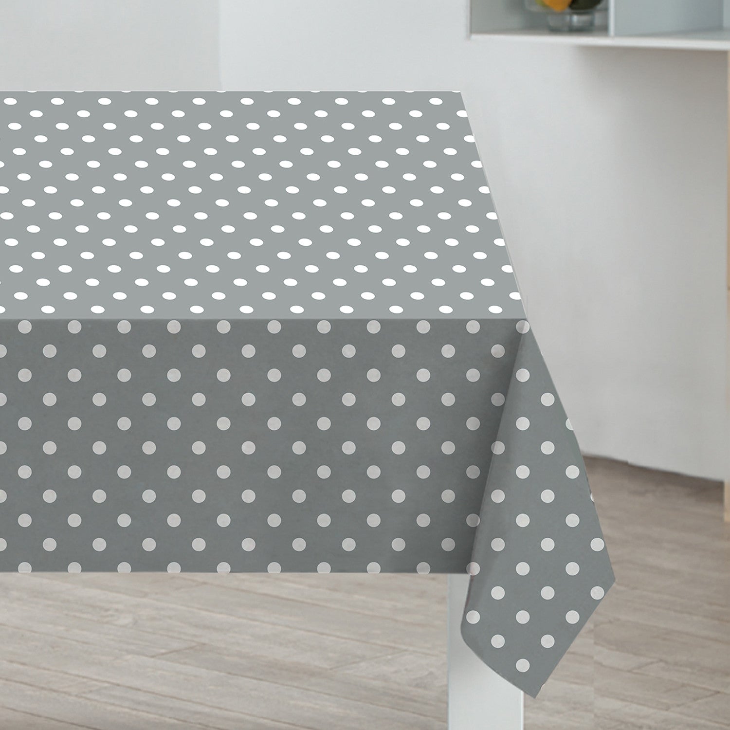 Grey Polka Design Dining Kitchen Tablecloth