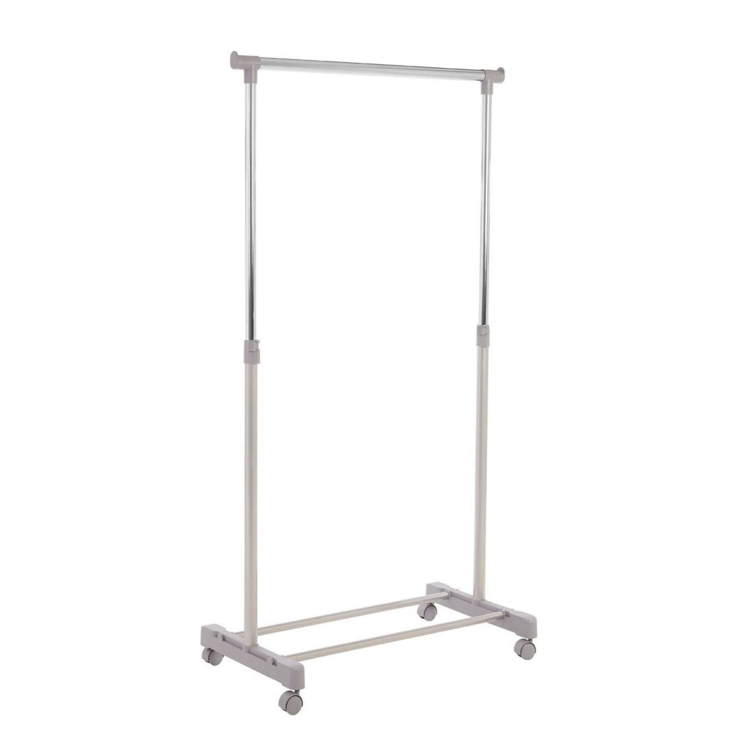 Raleti Grey and Chrome Finish Clothes Hanging Rail With Wheels