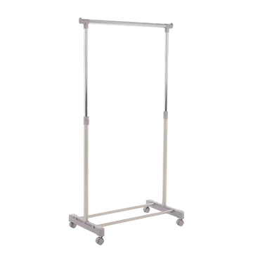 Raleti Grey and Chrome Finish Clothes Hanging Rail With Wheels