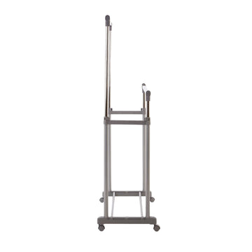 Raleti Grey and Chrome Finish Double Clothes Hanging Rail With Wheels