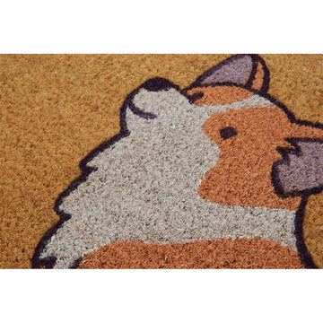 Coir Welcome Doormat Brown Corgi Dog 40x60cm