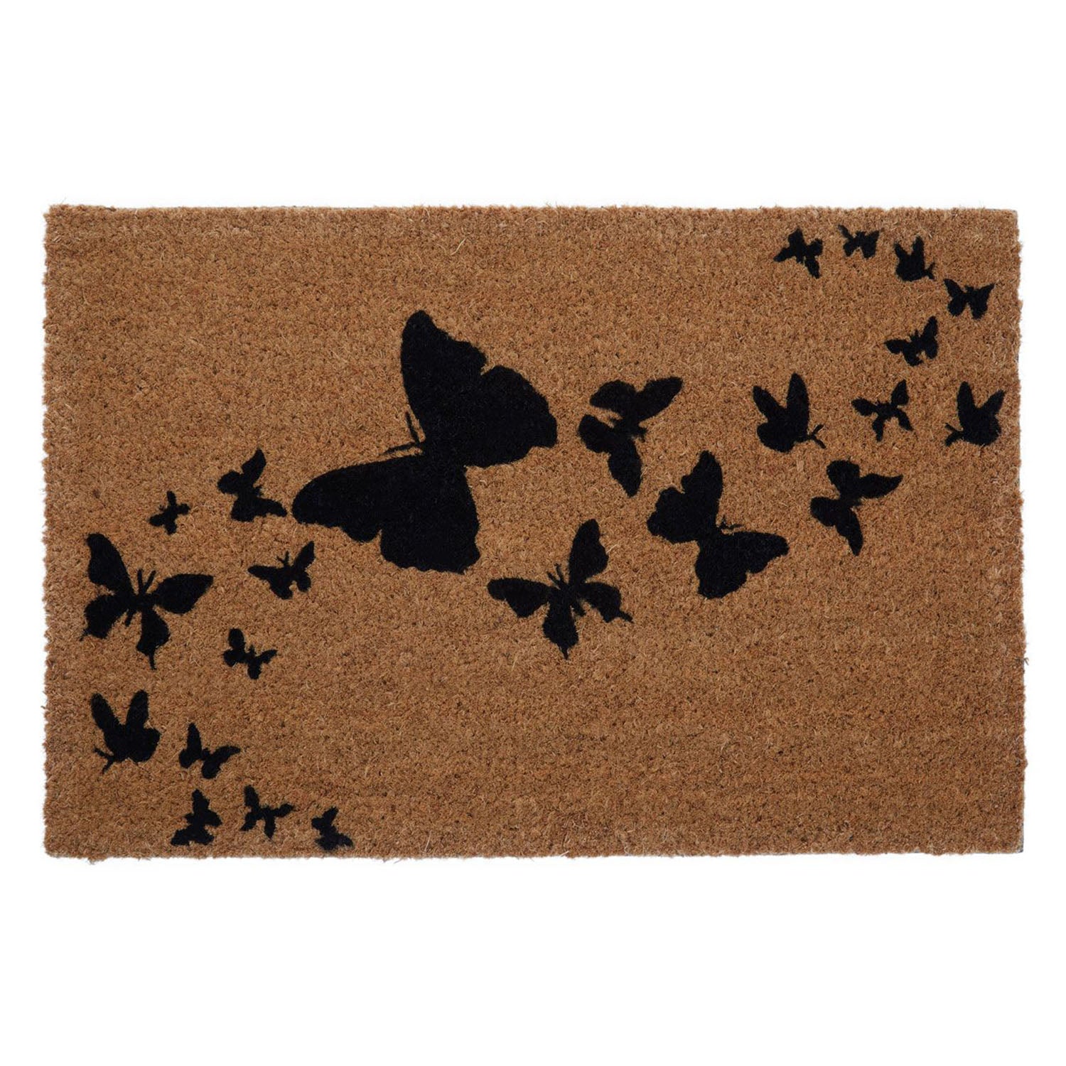 Coir Welcome Doormat Brown Butterfly 40x60cm