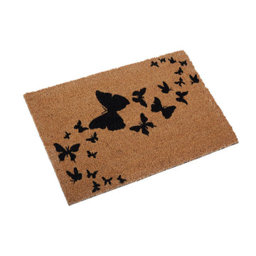 Coir Welcome Doormat Brown Butterfly 40x60cm