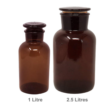 2Pcs 1000ml & 2500ml Amber Glass Apothecary Bottles Set