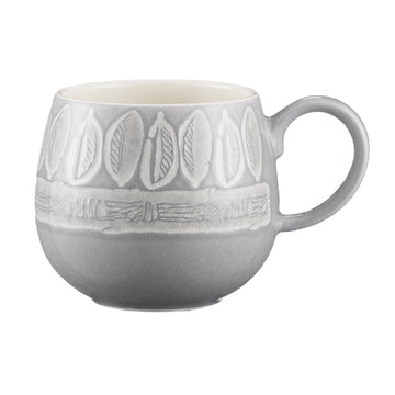 Set of 2 350ml Grey Leaf Coffee Tea Mug Drinking Cup New