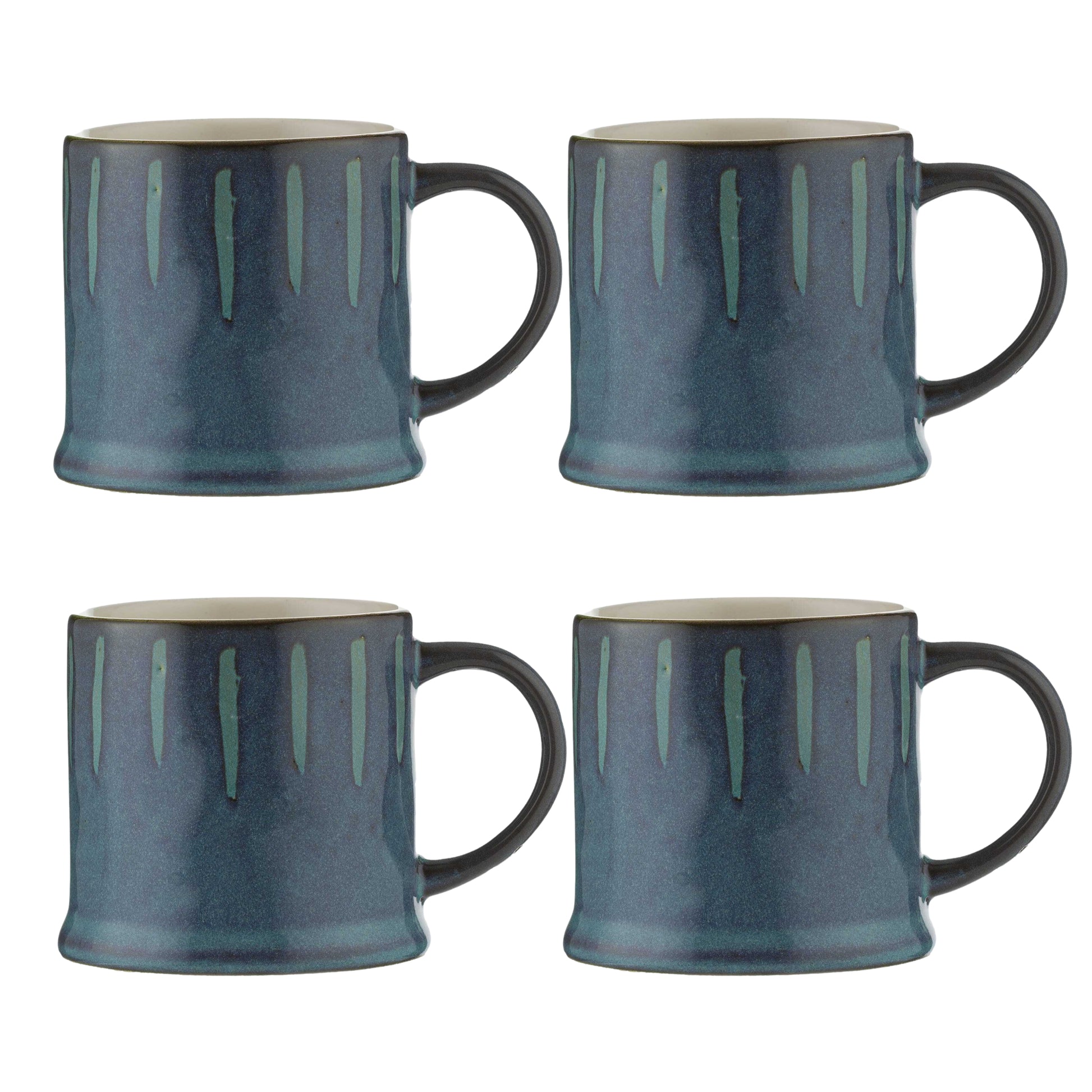 4Pcs 400ml Teal Stoneware Reactive Glaze Mugs