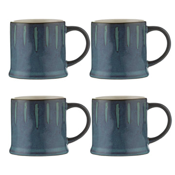 4Pcs 400ml Teal Stoneware Reactive Glaze Mugs