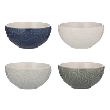 Set 4 Soup Bowls - Stoneware Embossed