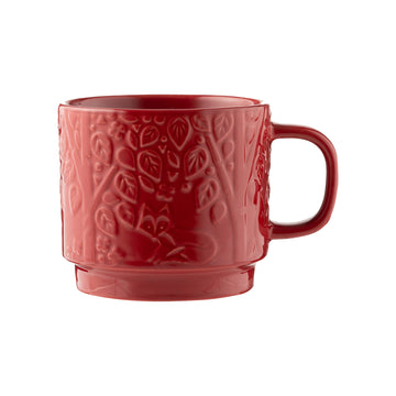 2Pcs 300ml Red Forest Theme Stoneware Mug