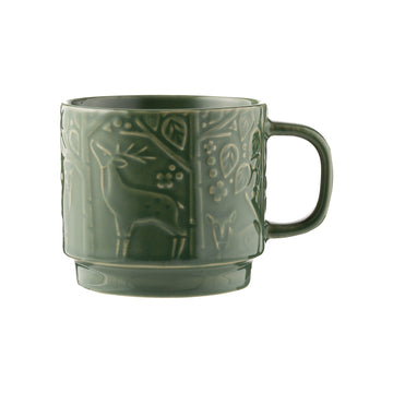 2Pcs 300ml Green Forest Theme Stoneware Mug