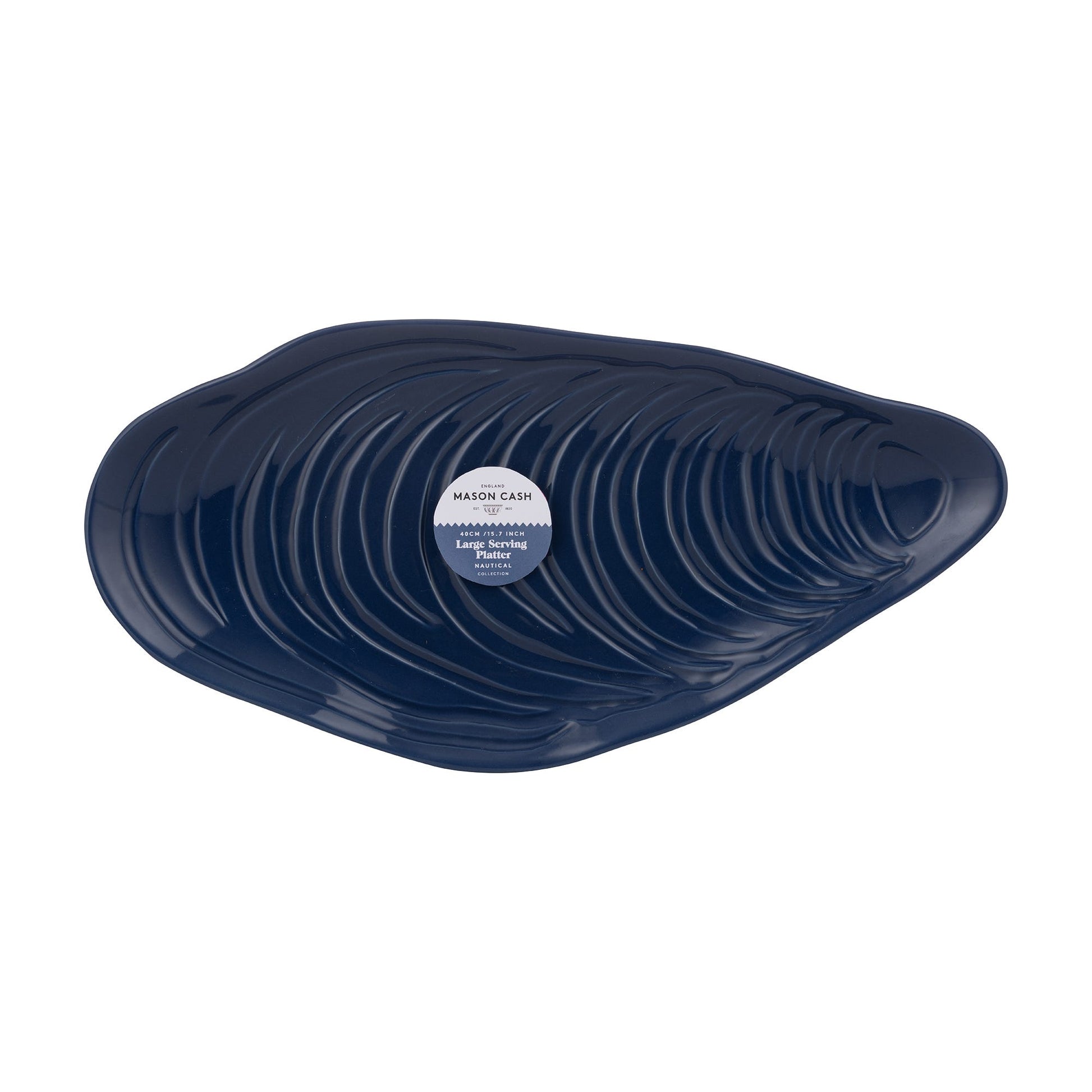 41cm Blue Nautical Ceramic Shell Platter