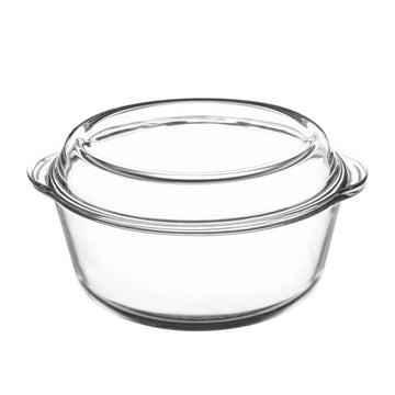 3L Round Borosilicate Glass Casserole Dish w/ Lid