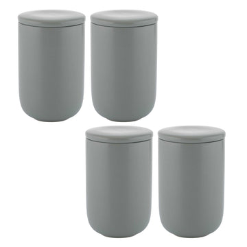 4Pcs Classic Grey Cylindrical Stoneware Storage Container
