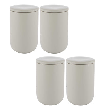 4Pcs Cream Cylindrical Stoneware Storage Container