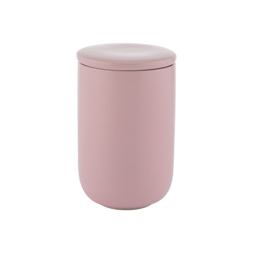 2Pcs Pink Cylindrical Stoneware Storage Container