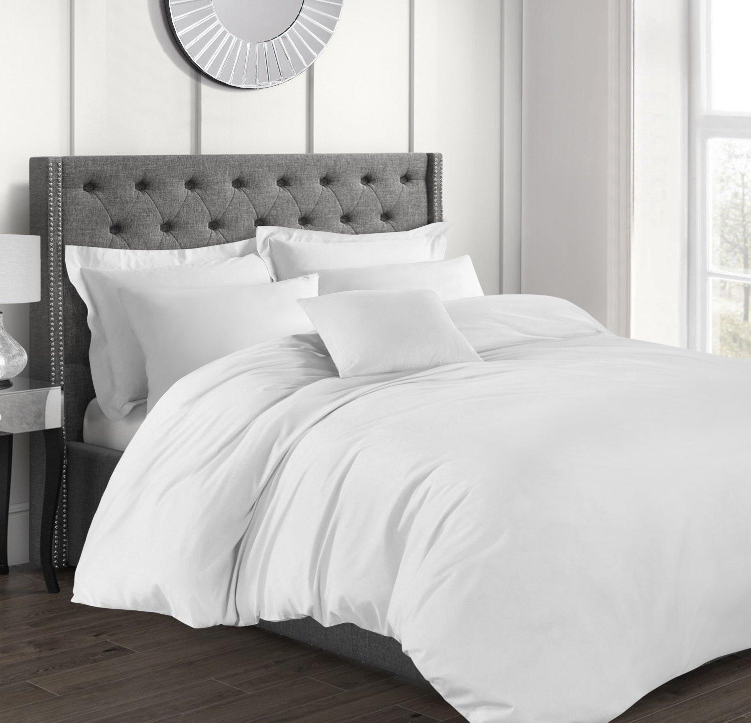 200TC Hotel Quality Plain Duvet Cover Set, Double, White