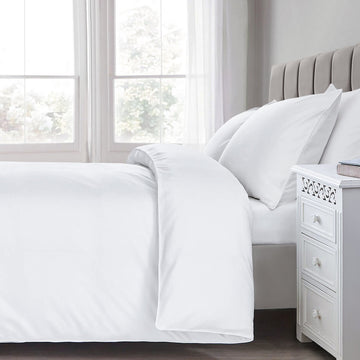 200TC Hotel Quality Plain Duvet Cover Set, Single, White