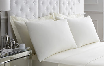 2pk Cotton 200TC Hotel Quality Housewife Pillow Cases, Cream