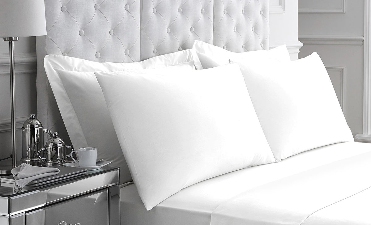 2pk Cotton 200TC Hotel Quality Housewife Pillow Cases, White