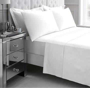 100% Cotton 200TC Hotel Quality Fitted Sheet, King, White