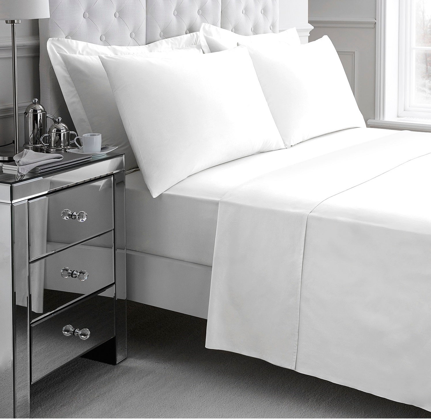 100% Cotton 200TC Hotel Quality Fitted Sheet, Super King, White