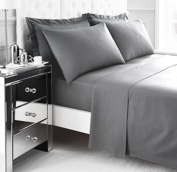 100% Cotton 200TC Hotel Quality Fitted Sheet, Double, Grey