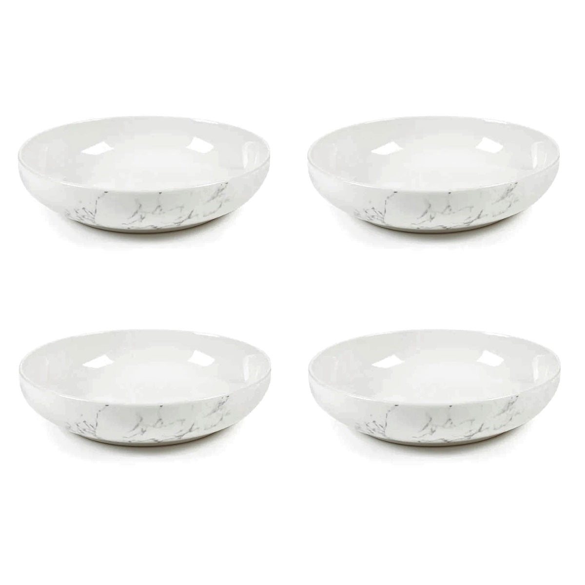4pcs White Porcelain Marble Effect Pasta Bowl