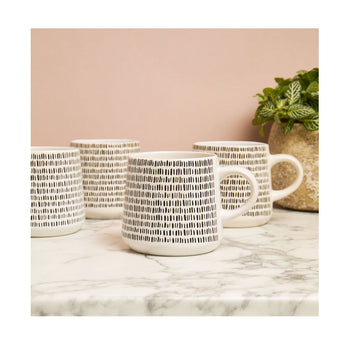 4pcs Stoneware Mugs Mali Design White Set Drinks Cup