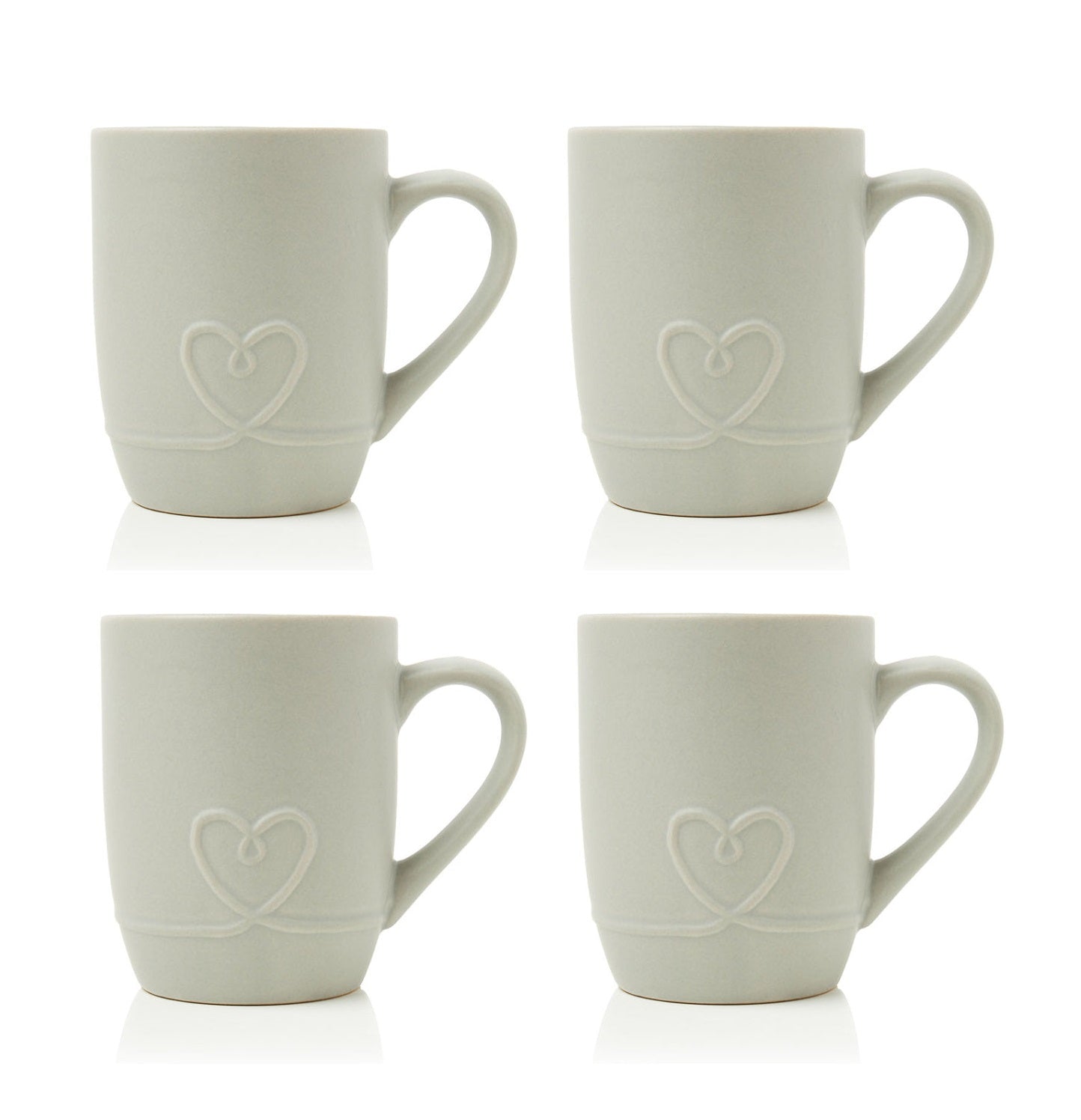 300ml Grey Stoneware Heart Embossed Minimalist Mugs Coffee