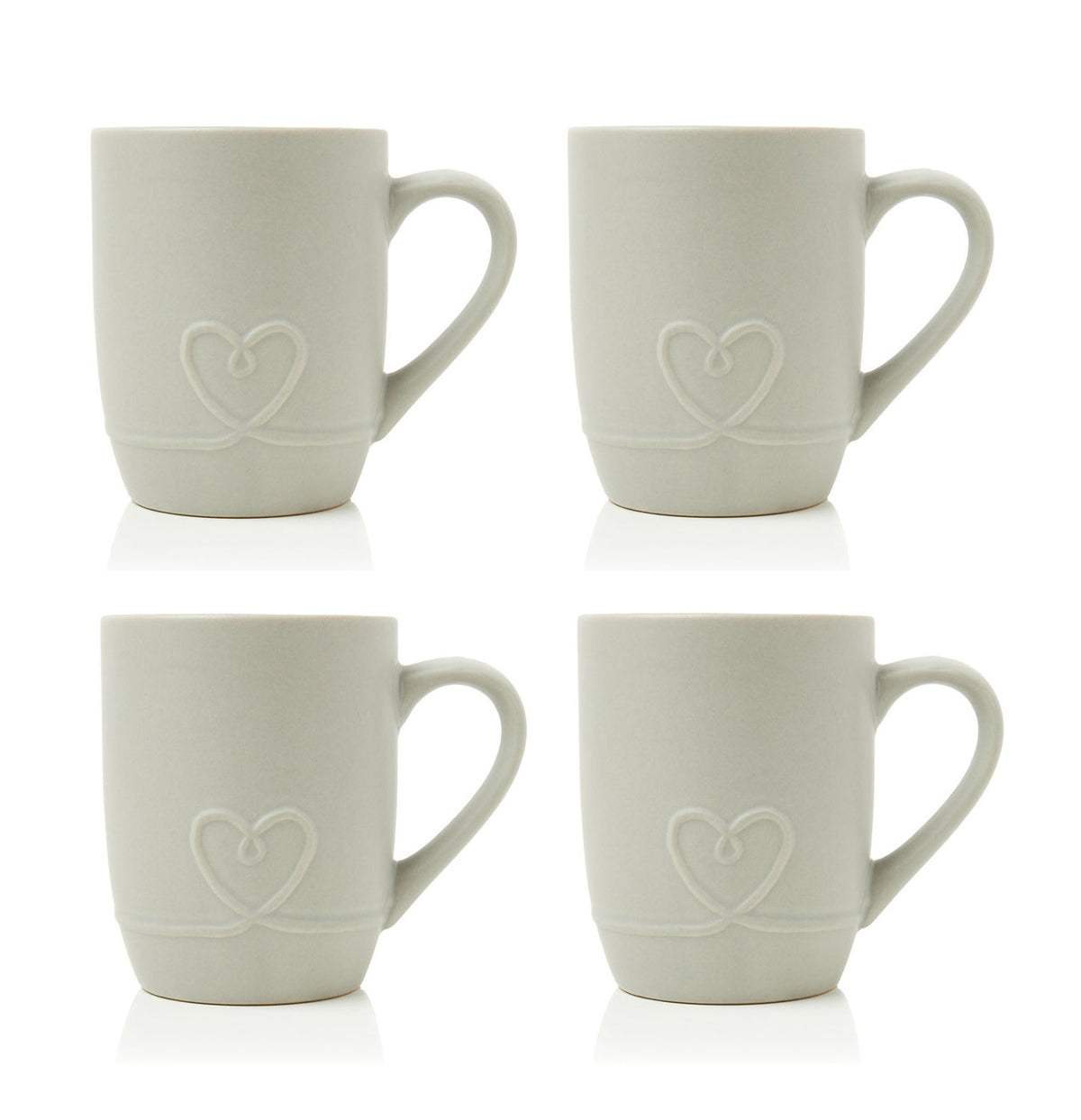 300ml Grey Stoneware Heart Embossed Minimalist Mugs Coffee