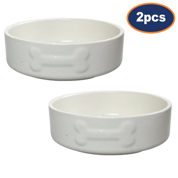 2Pcs Mason Cash 15cm Cream Stoneware Pet Feeding Bowl
