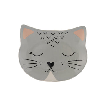 Set of 2 16x13cm Smokey Cat Bowl Feeding Plate Pet Accessory