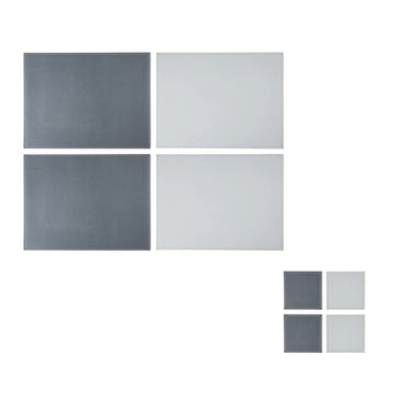 8Pcs Sabichi Grey Faux Leather Reversible Placemat & Coaster Set