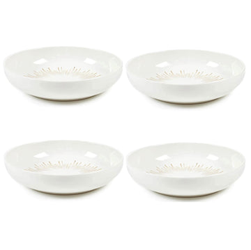 4Pcs Gold Sunburst Porcelain Pasta Bowls