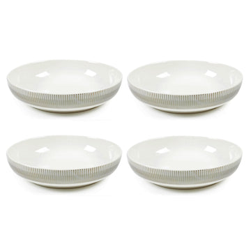 Sabichi Set of 4 White Stripes Pasta Bowls
