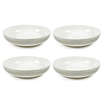 Sabichi Set of 4 White Stripes Pasta Bowls