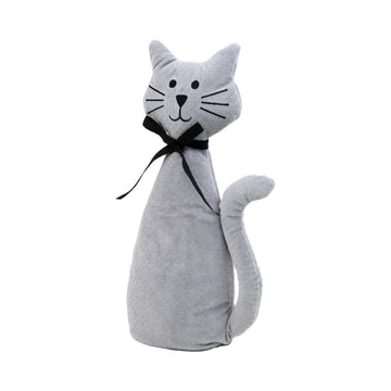 Velvet Cat Light Grey Door Stop