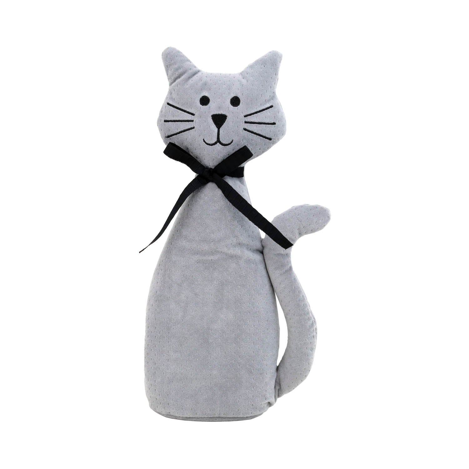 Velvet Cat Light Grey Door Stop