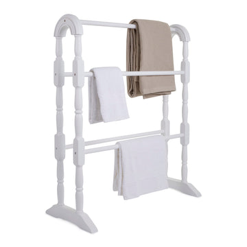 White Rubberwood Floor Standing Towel Rail