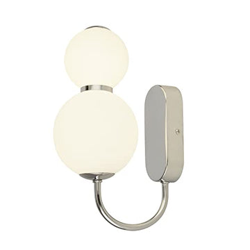 Snowball 2 Light Chrome & Opal Glass Shade Wall Light