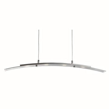 4 Light LED Satin Silver & Frosted Glass Curved Pendant