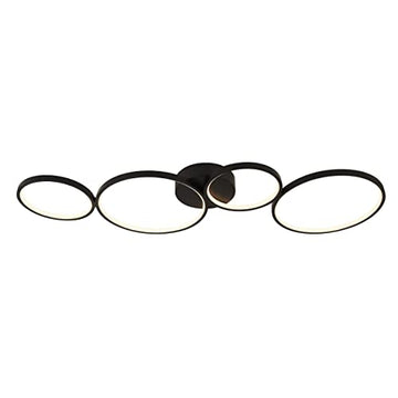 4 Lights LED Rings Matt Black Ceiling Flush