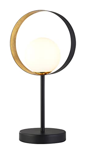 Orbital Black Metal Gold & Opal Glass Table Lamp