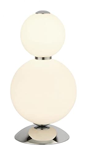 Snowball 2 Light Chrome & Opal Glass Shade Table Lamp
